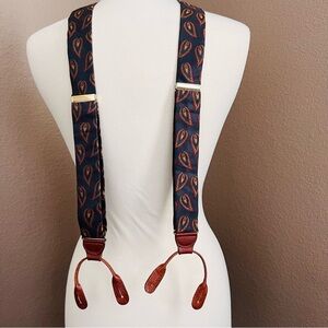 Men's CAS W Germany Vintage Silk Suspenders Leather Adjustable.